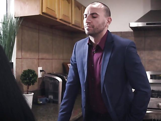 Exotic busty maid Aryana Amatista gets humiliated and fucked in the kitchen