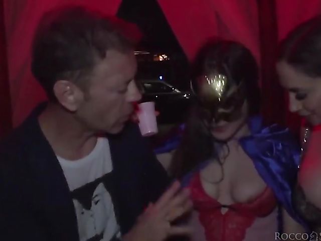 Rocco orgy with masked sluts having sex with everyone