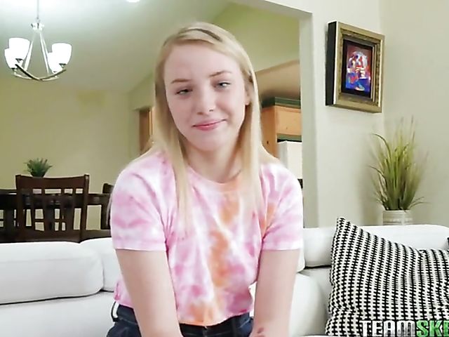 Dixie Lynn - Cute blonde teen POV fucked in the living room