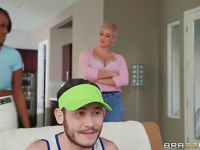 Big tits lesbians interracial fun with ebony hottie Jezabel Vessir and white mom Ryan Keely