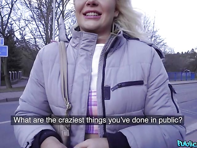 Blonde British slut Gina Varney gets pounded by the public agent in the Czech Republic