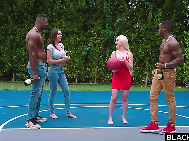 Big black dicks vs big white tits in interracial foursome with Gabbie Carter and Skylar Vox