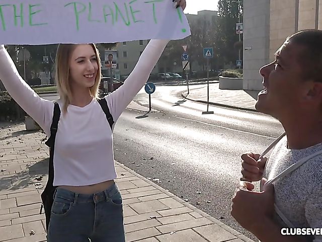 Slim teen Arietta Young saves the planet with her pussy