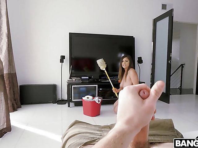 Big tits maid Ella Knox nude cleaning and fucking for cash