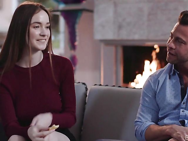 Adorable Hazel Moore and Seth Gamble have sensual sex by the fireplace
