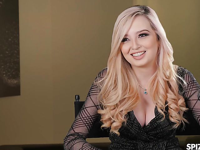 Pierced nipple blonde in black heels Lexi Lore fucks on the couch