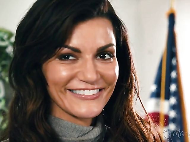 Emma Hix having lesbian office sex with MILFs Katie Morgan and Becky Bandini