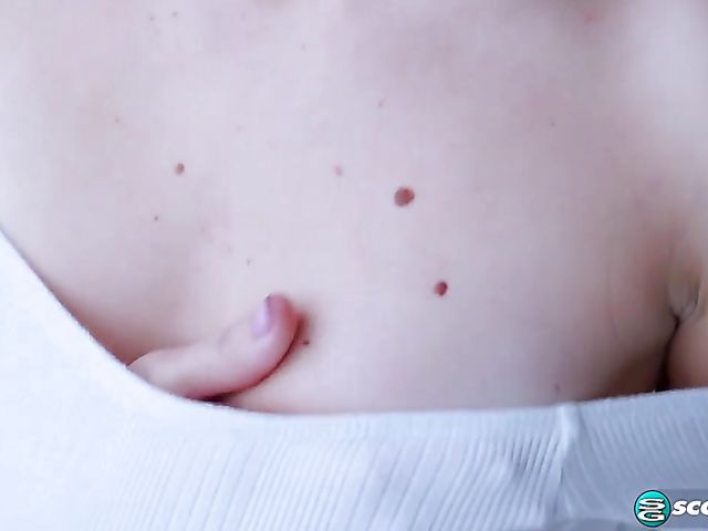 Teen skinny babe Mackenzie Mace takes off her white panties and fingers herself