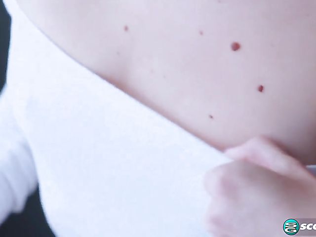 Teen skinny babe Mackenzie Mace takes off her white panties and fingers herself