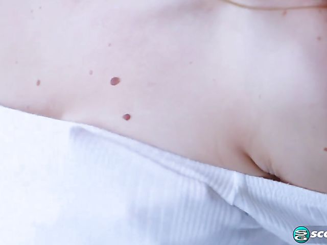 Teen skinny babe Mackenzie Mace takes off her white panties and fingers herself