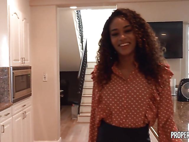 POV ebony estate agent Scarlit Scandal gets banged in the backyard