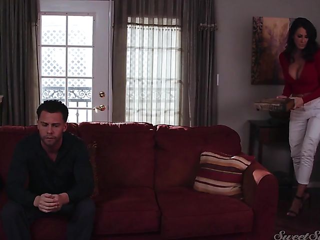 Dark-haired hot MILF with great boobs Reagan Foxx falling in sin