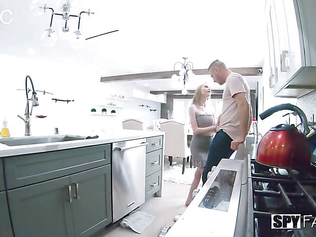 Petite blonde Alicia Williams replaces her dildo and her stepbrother's cock