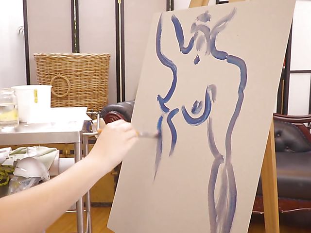 Hot masturbation solo with big titted painter Jordan J