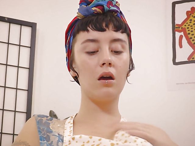 Hot masturbation solo with big titted painter Jordan J