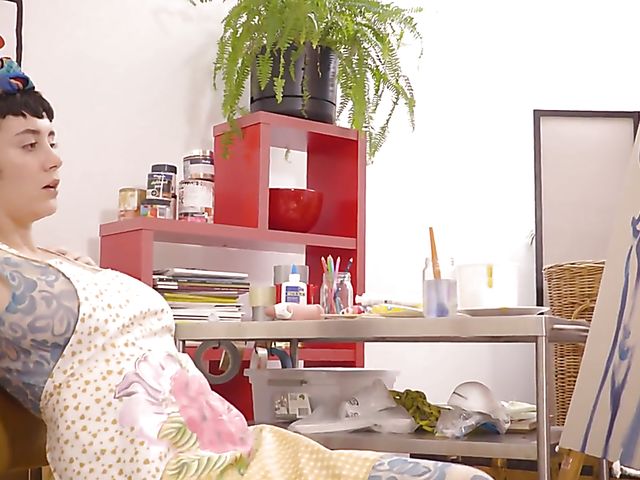 Hot masturbation solo with big titted painter Jordan J