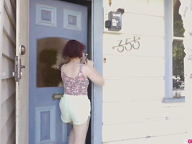 Curly redhead lesbian Cherrie goes to bed with her girlfriend Casey