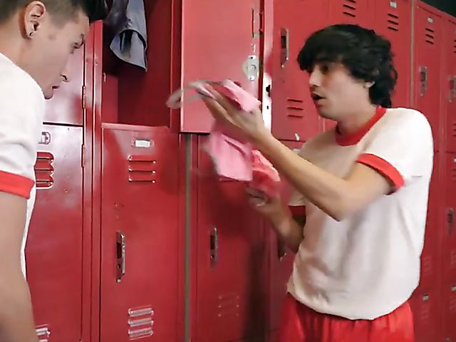 Penny Barber - MILF teacher DP with two peeping boys in the locker room after gym class