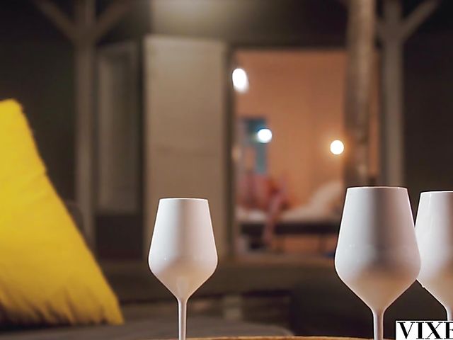 Passionate outdoor threesome by the pool with Evelyn Claire and Misha Cross