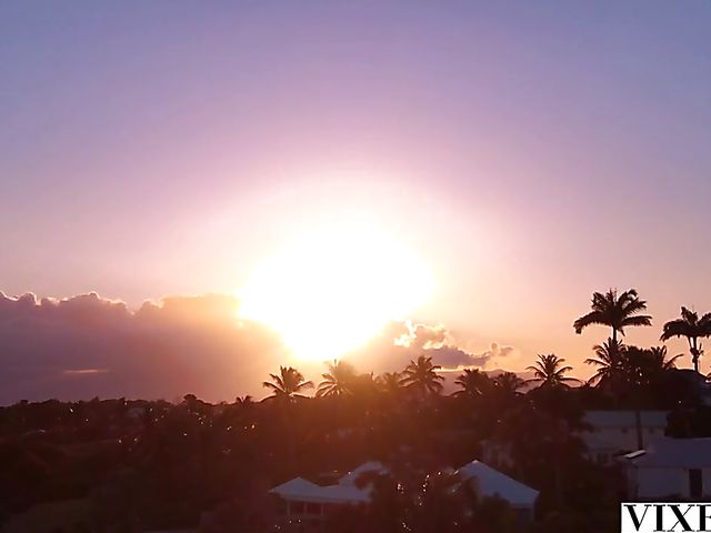 Passionate outdoor threesome by the pool with Evelyn Claire and Misha Cross