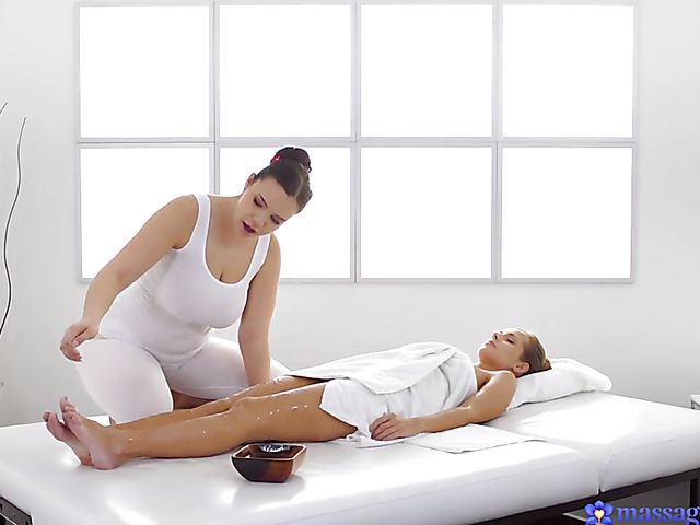 Oiled massage lesbians Sofia Lee and Kinuski love it so much