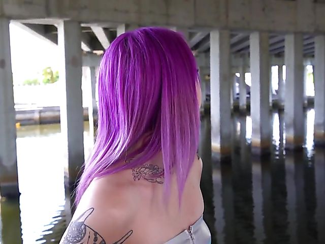 Alternative tattooed teen Val Steele blows in public and gets plowed