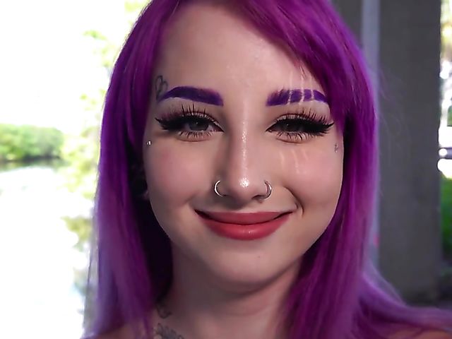 Alternative tattooed teen Val Steele blows in public and gets plowed