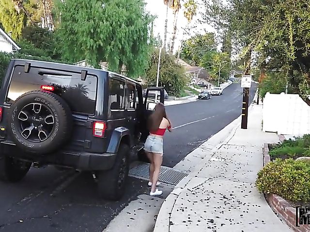 Stranded teen Paige Owens gets a helping cock