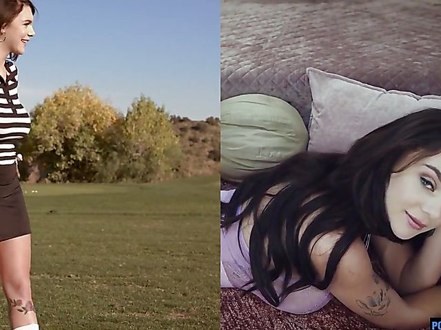 Golf girl with huge natural tits Gabbie Carter loves it hard