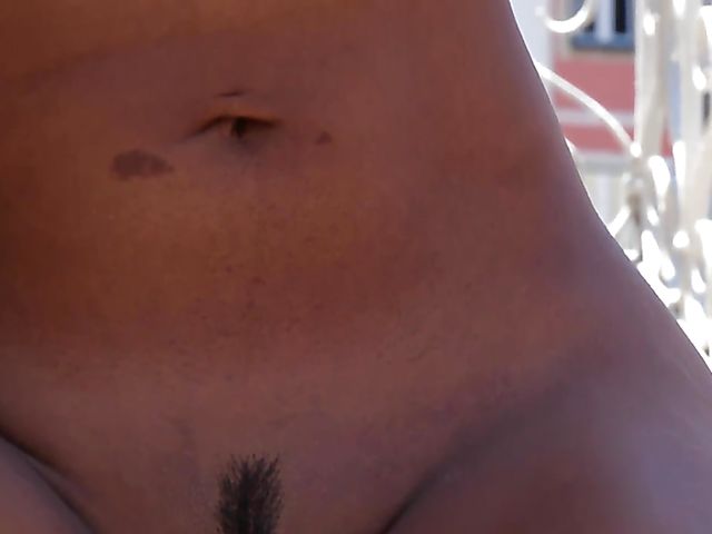 Exotic beauty Angel Constance balcony solo strip and posing