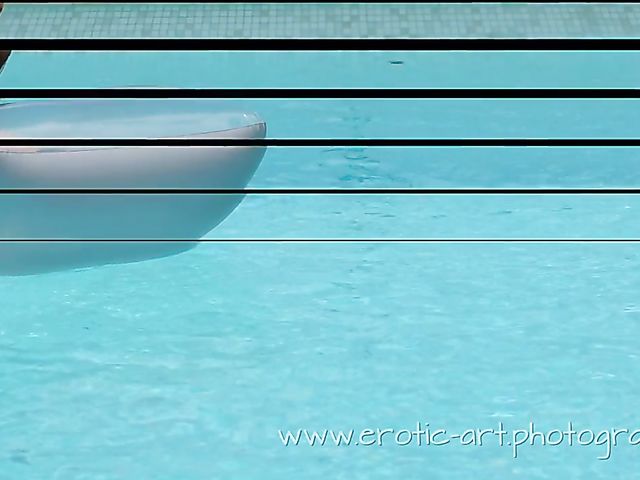 Skinny nude girl Mira outdoor fingering solo in the pool on a sunny day