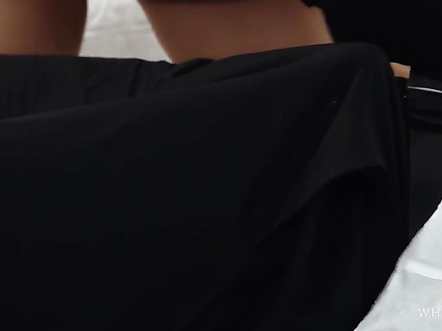 Kinky mistress with pierced nipples Isabelle Deltore wants her blindfolded slave to fuck her shaved cunt