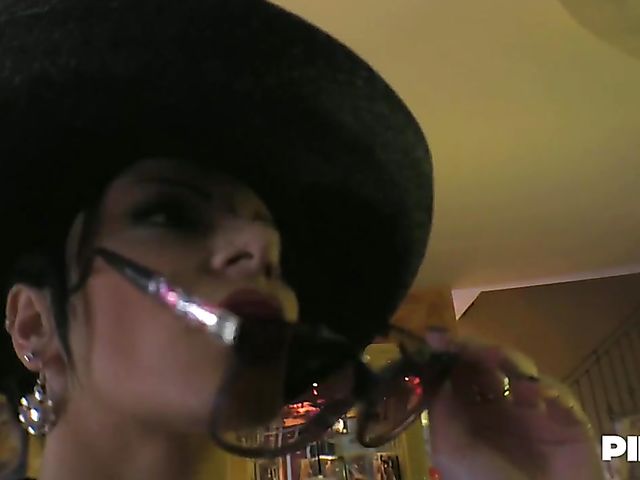 Gloryhole sex and black stockings DP with elegant busty woman Amandha Fox