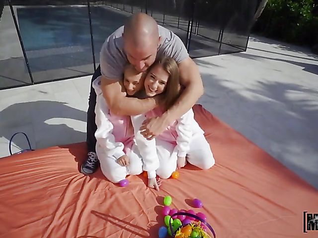 Petite threesome outdoors on Easter Sunday with Alice Merches and Sadie Hartz