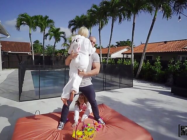 Petite threesome outdoors on Easter Sunday with Alice Merches and Sadie Hartz