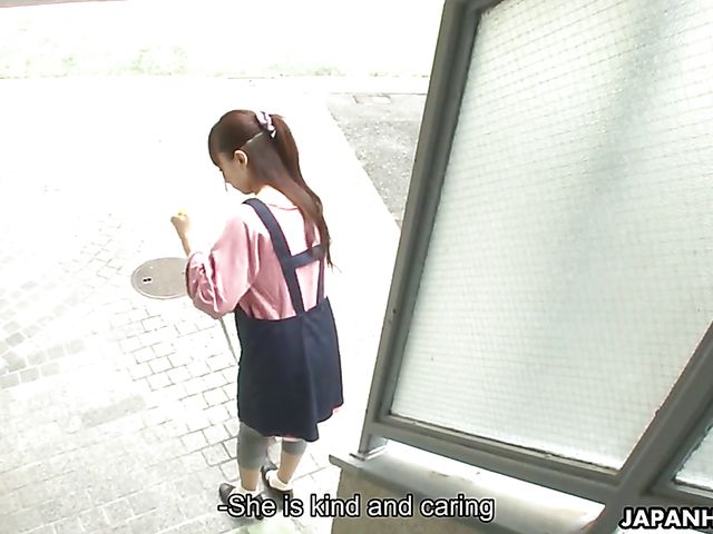 POV Japanese blowjob and handjob with big titted yard keeper Yui Misaki