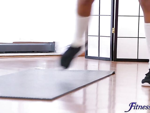 Sweaty workout and gym threesome with Lexi Dona and Romy Indy