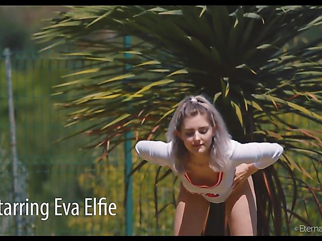 Eva Elfie - Big tit young solo girl fingering at home after outdoor exercise