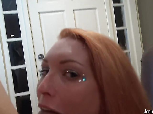 Jenny Blidhe - Redhead blowjob and cum play in POV