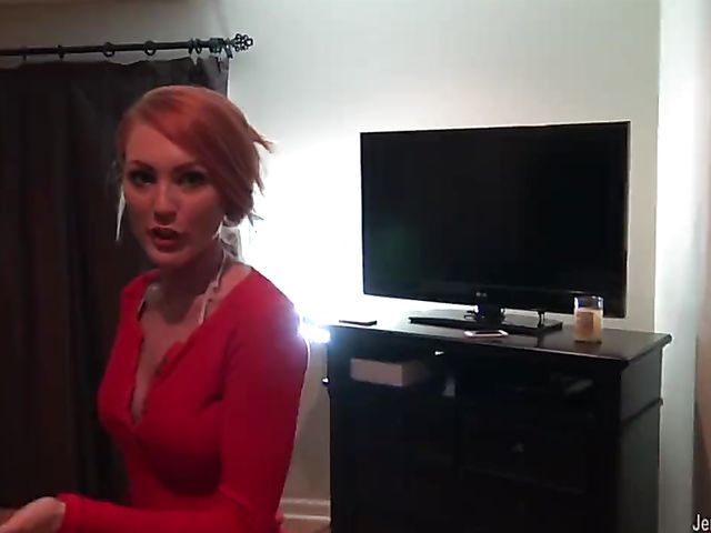 POV massage blowjob from redhead Jenny Blighe