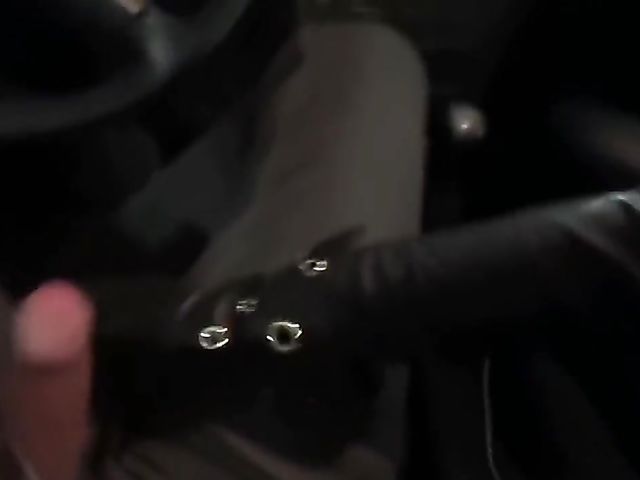 Kinky girlfriend in leather blowjob gloves on