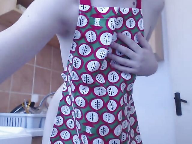 Teen amateur dildo orgasm in the kitchen