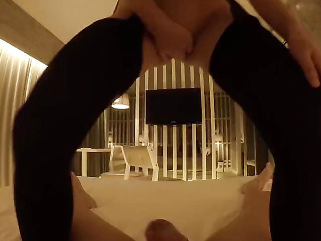 Amateur POV in black lingerie with April Eighteen