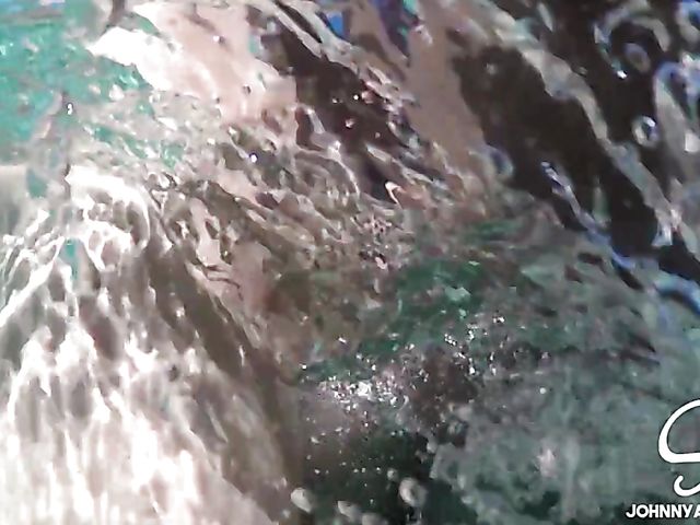 Outdoor interracial pool threesome with Chanell Heart and Kissa Sins