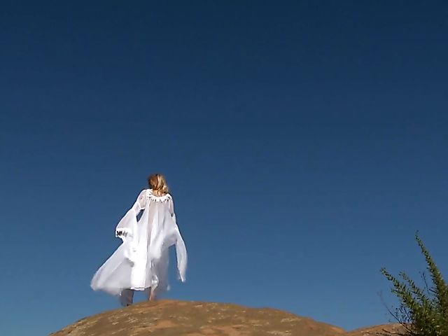 Bree Daniels solo outdoor fun with a magic mountain flower