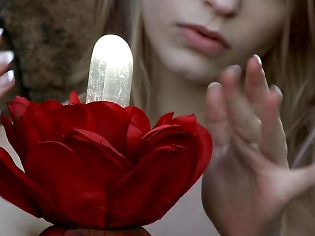 Bree Daniels solo outdoor fun with a magic mountain flower