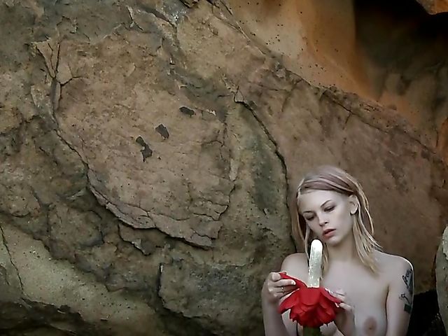 Bree Daniels solo outdoor fun with a magic mountain flower