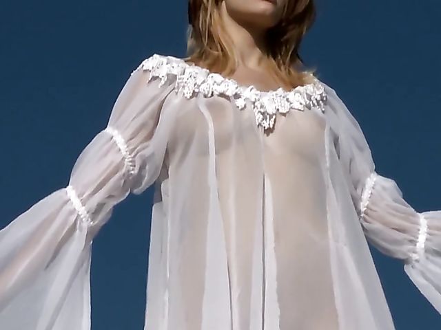 Bree Daniels solo outdoor fun with a magic mountain flower