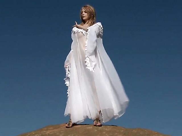 Bree Daniels solo outdoor fun with a magic mountain flower