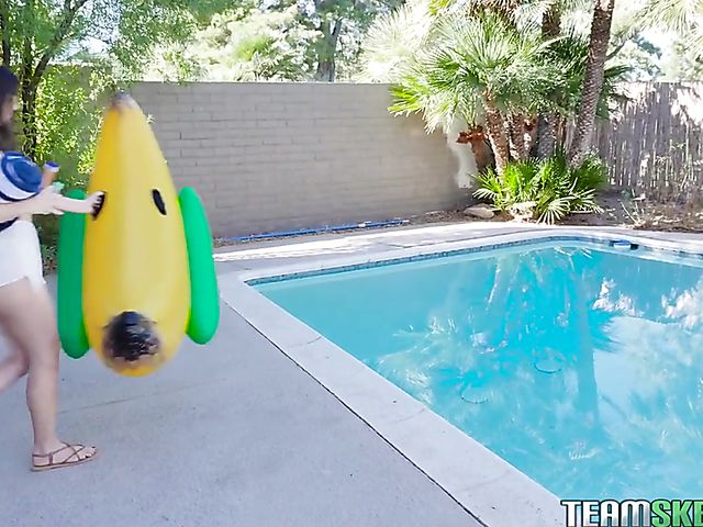 Exxxtra small brunette Natalie Brooks gets pounded by the shark